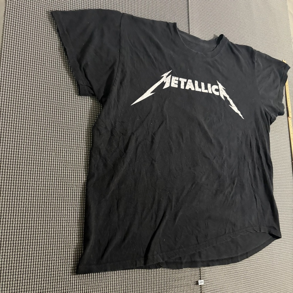 Metallica Mens Graphic T-Shirt Black Short Sleeve Crewneck Logo Size XXL